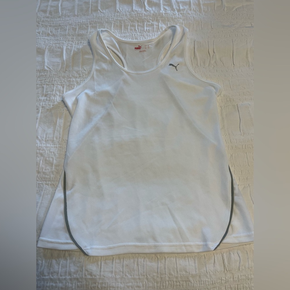 Women’s Puma white running tank top.  Size M.